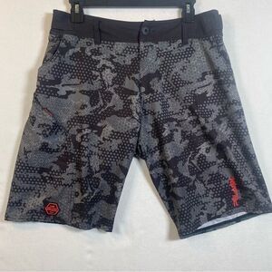 Pelagic Sharkskin Pro Ambush Camo Black Print Board Shorts Size 30